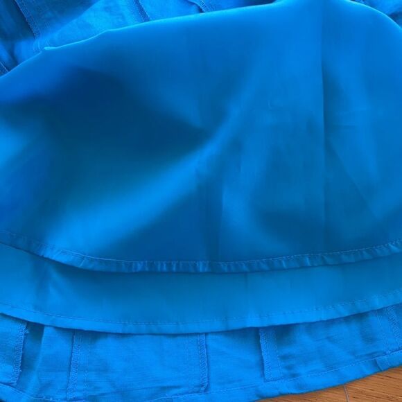 NWT Coldwater Creek Blue Linen Blend Pleated Short Sleeve Midi Dress Size 8 - Picture 8 of 10